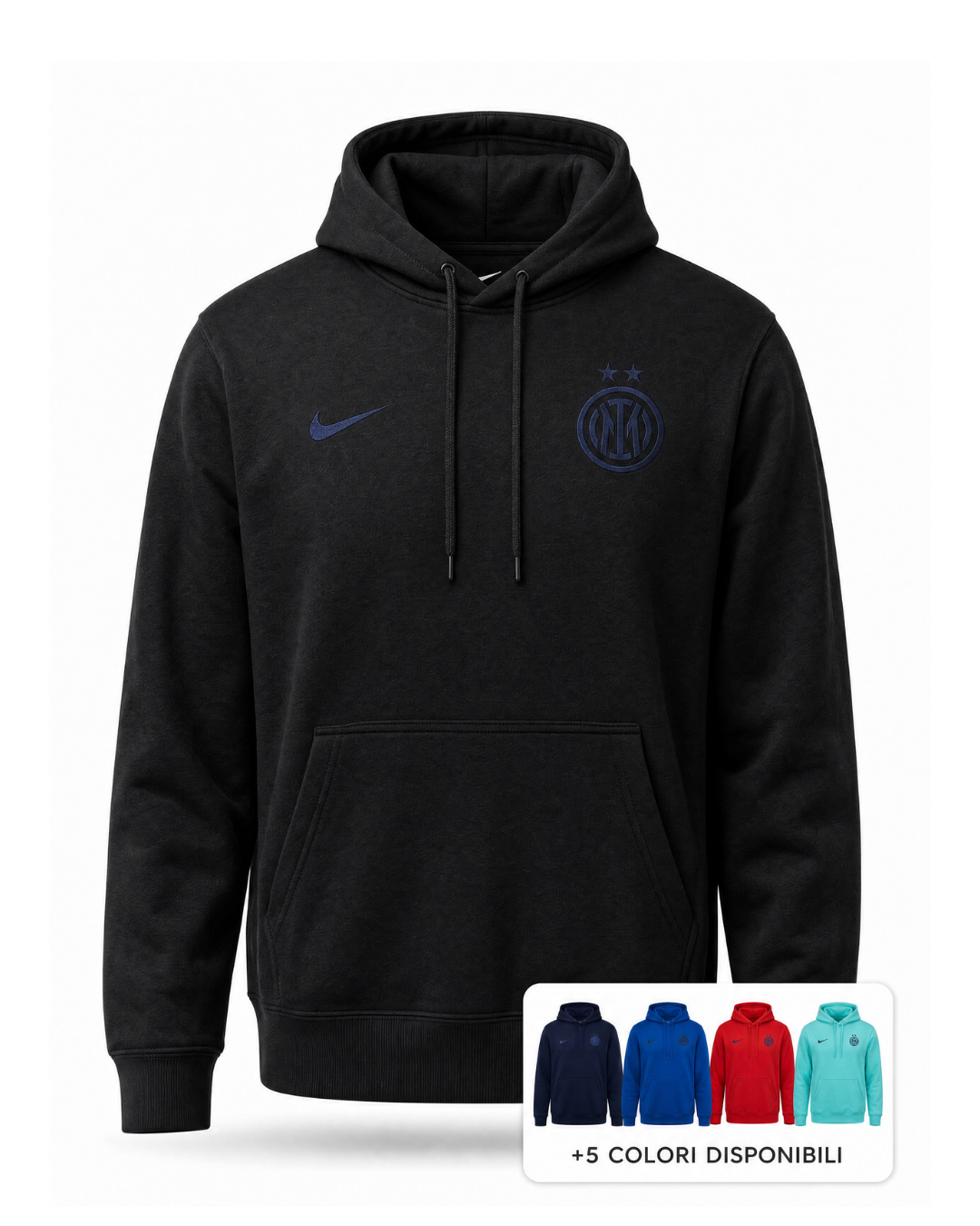 Felpa con Cappuccio Club Fleece - Stemma Tonalità Blu (5 Colori)