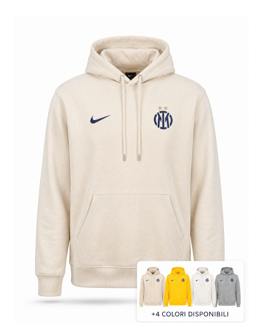 Felpa con Cappuccio Club Fleece - Colori Chiari Stemma Blu (4 Colori)