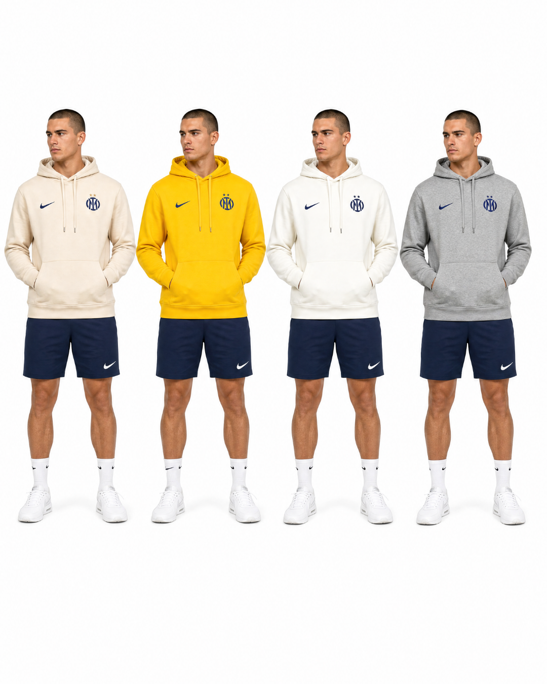Felpa con Cappuccio Club Fleece - Colori Chiari Stemma Blu (4 Colori)