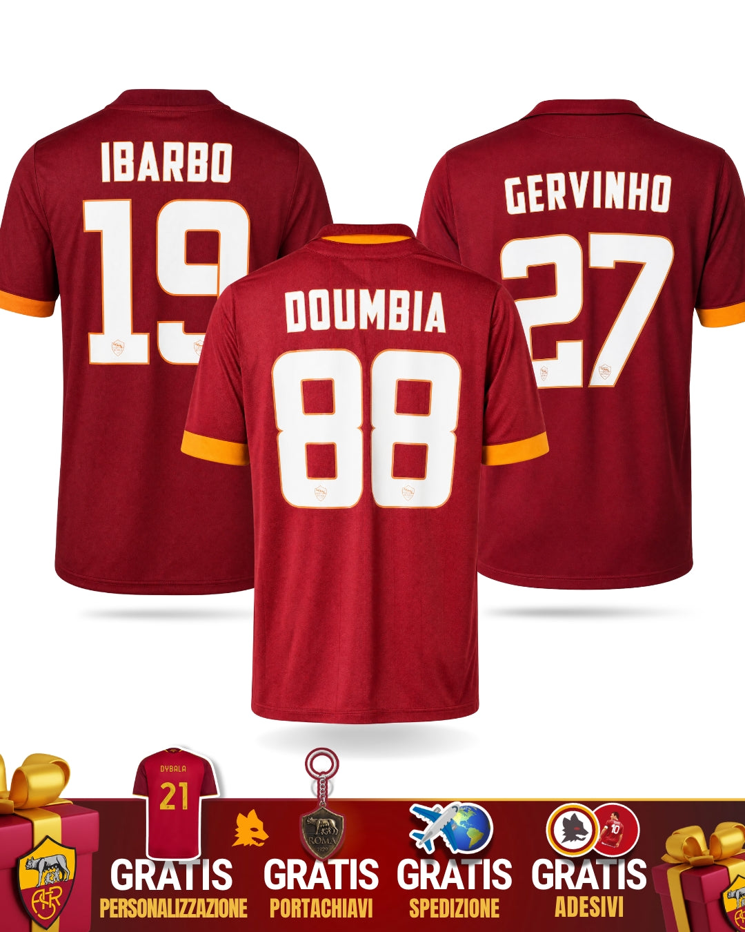 Combo 3 Maglia Retro 2014/15 #27 Gervinho #88 Doumbia #19 Ibarbo