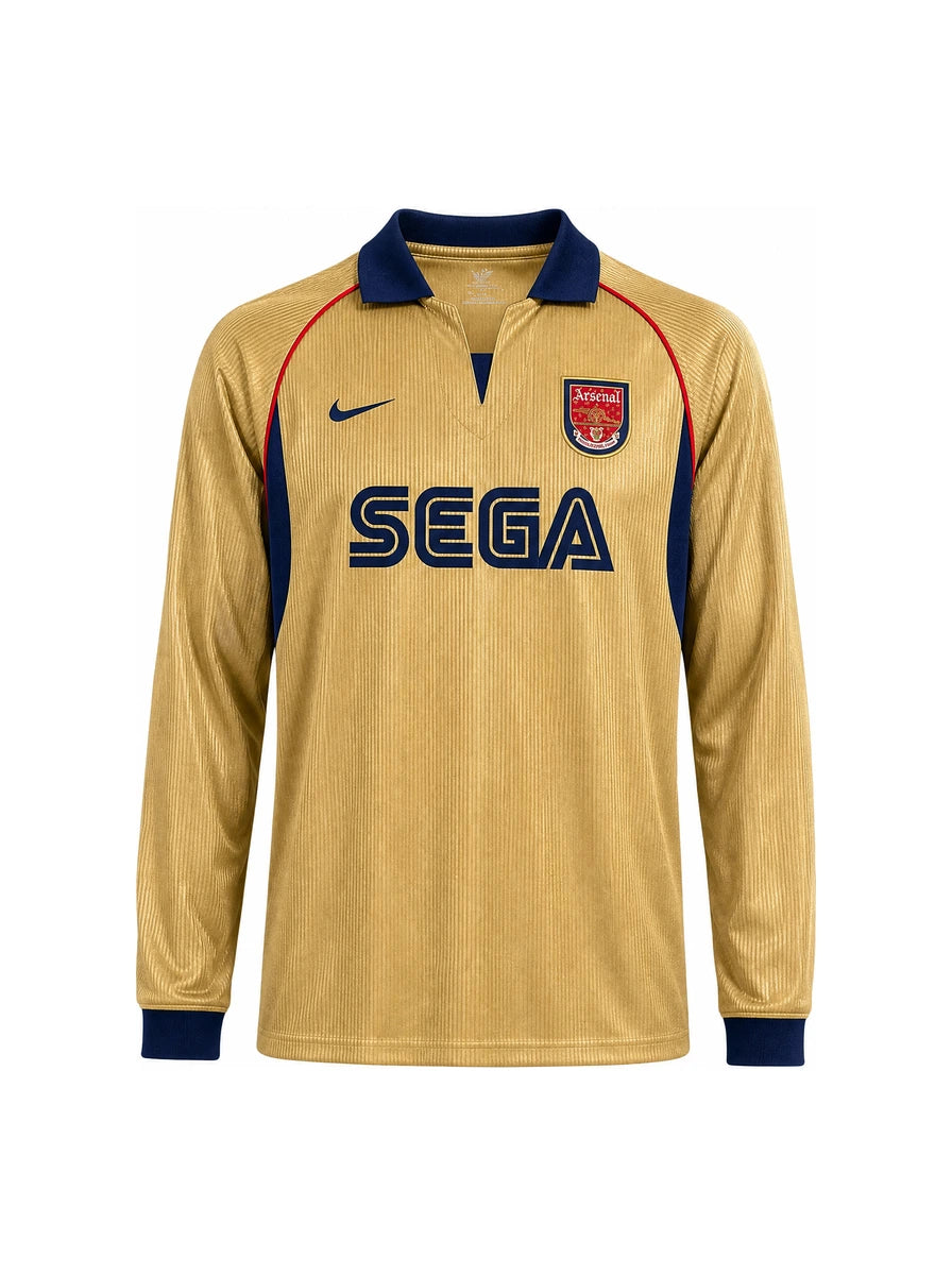 Arsenal Maglia Retro Away Manica Lunga 01/02 Gold - frente
