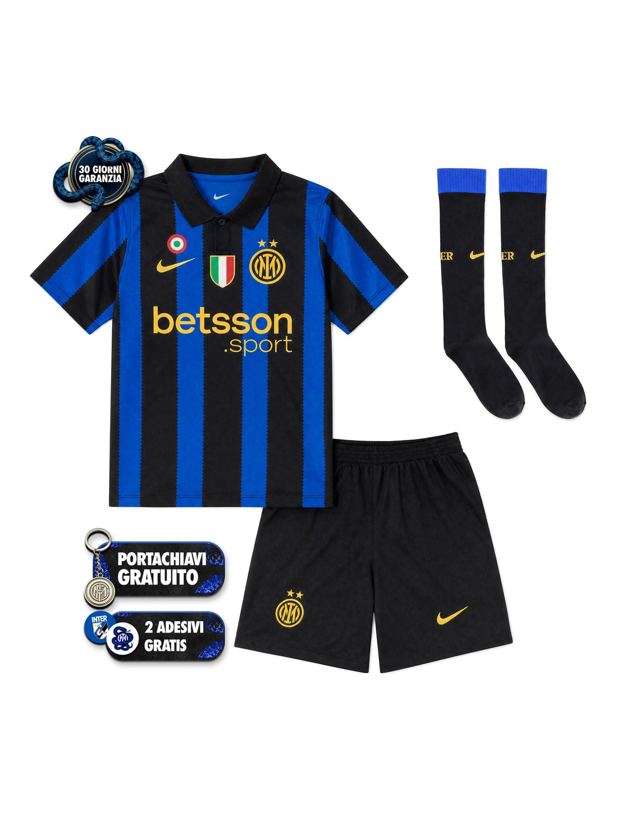 Kit Bambino Gara Home Con Calzettoni 26/27 + Scudetto + Coppa Italia